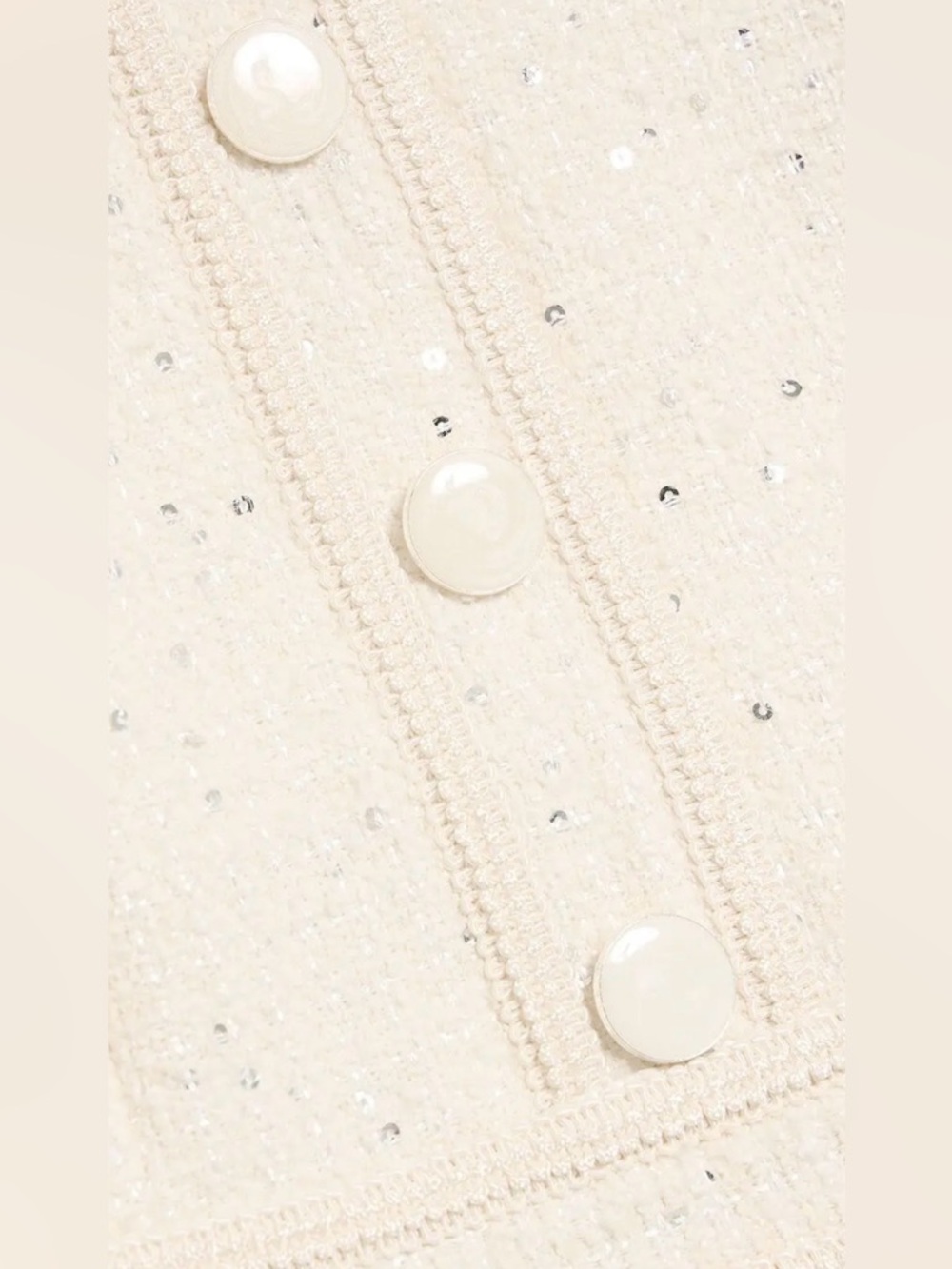 NWT Veronica Beard Julie Embellished Tweed Mini Dress in Off-White, Size 6 - Picture 4 of 15